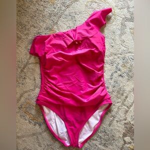 Hot Pink Hilor One Shoulder Swimsuit 14